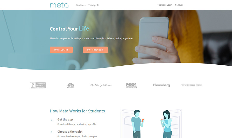 Meta app homepage screenshot